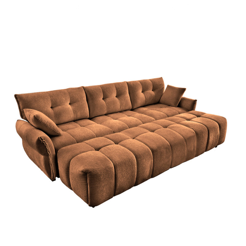 Ensemble de canapé à structure en bois massif avec trois repose-pieds, coussins, chenille de qualité et coussins à haute résilience