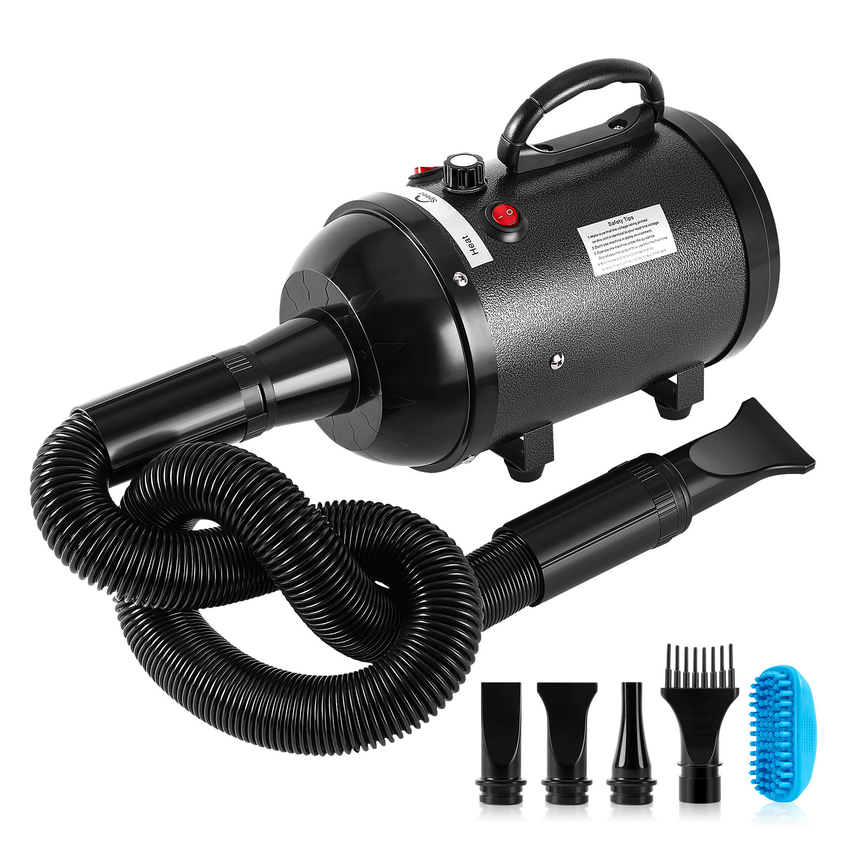 Shelandy 3.2 hp stepless adjustable speed pet outlet hair force dryer dog grooming blower with heater