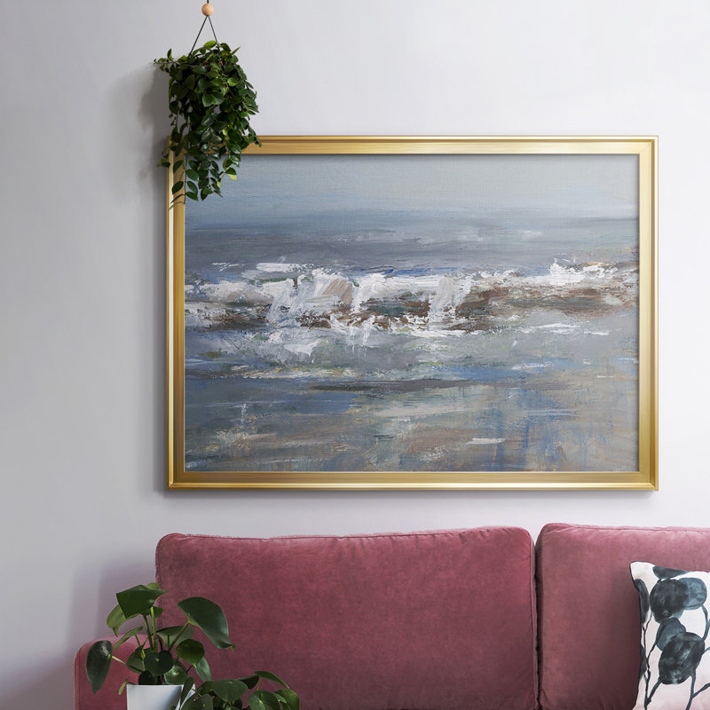 Toile tendue avec cadre en I Overcast Tides, Or, H 18 po x l 26 po x P 1,5 po