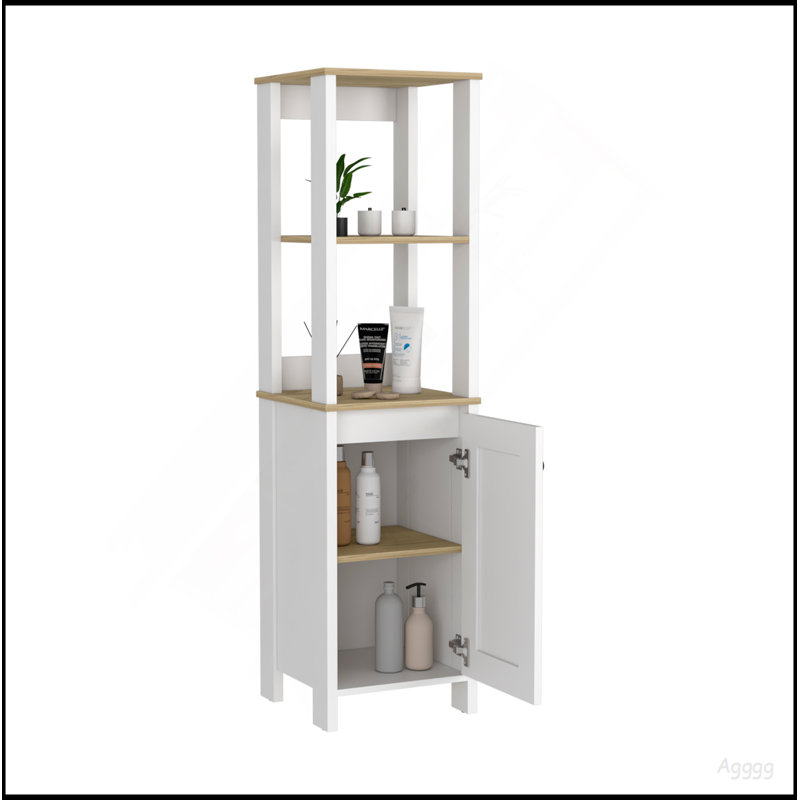 Armoire à linge St. Clair, deux tablettes intérieures, deux tablettes ouvertes, une porte, Multi-couleur