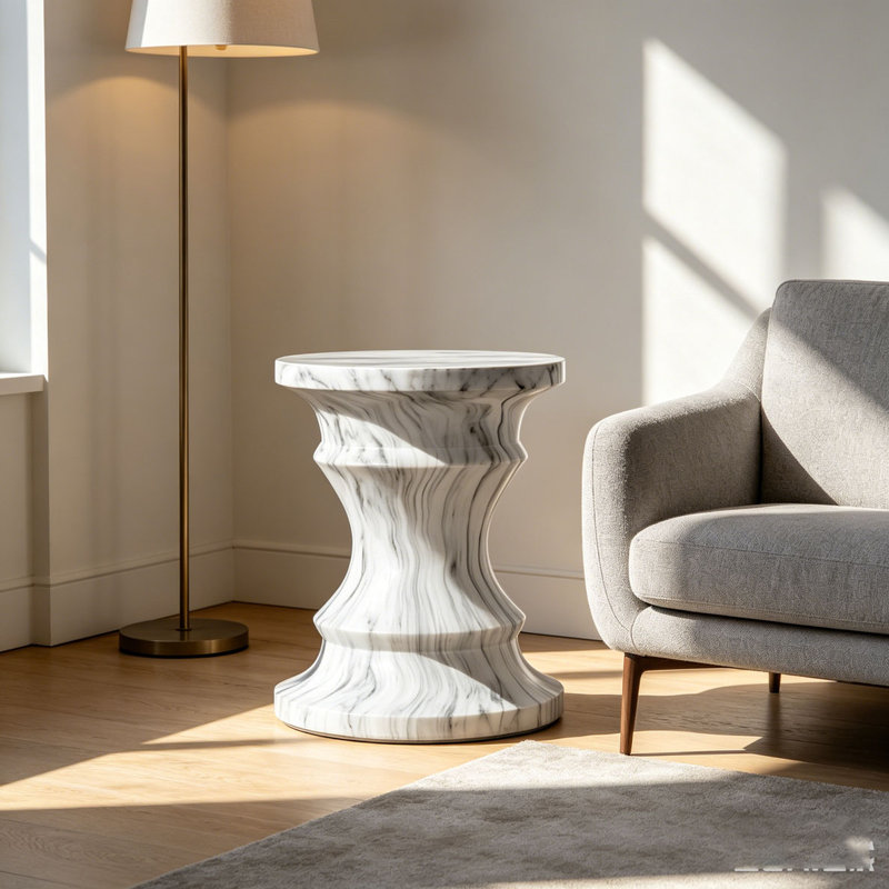 Tables de bout d'extérieur en ciment, H 17,91 po x l 15,35 po x P 15,35 po