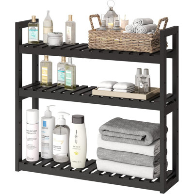 Bathroom Shelf Bamboo Organizer Rack(Black)