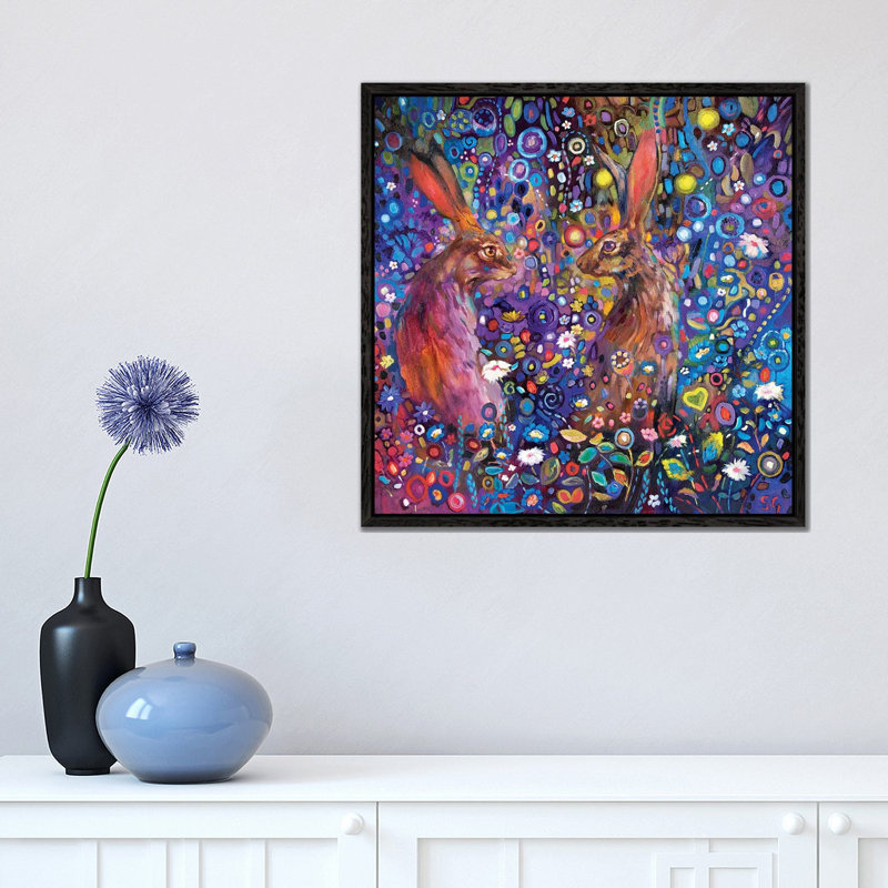 The Garden Of Delights by Sue Gardner - Painting on Canvas, Black Framed, 45.72 cm H x 45.72 cm W