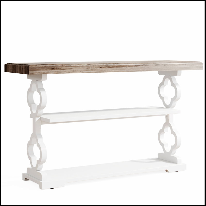 Console de 55 pouces de style champêtre français avec 3 tablettes de rangement, parfaite pour un décor de maison de campagne et une économie d'espace