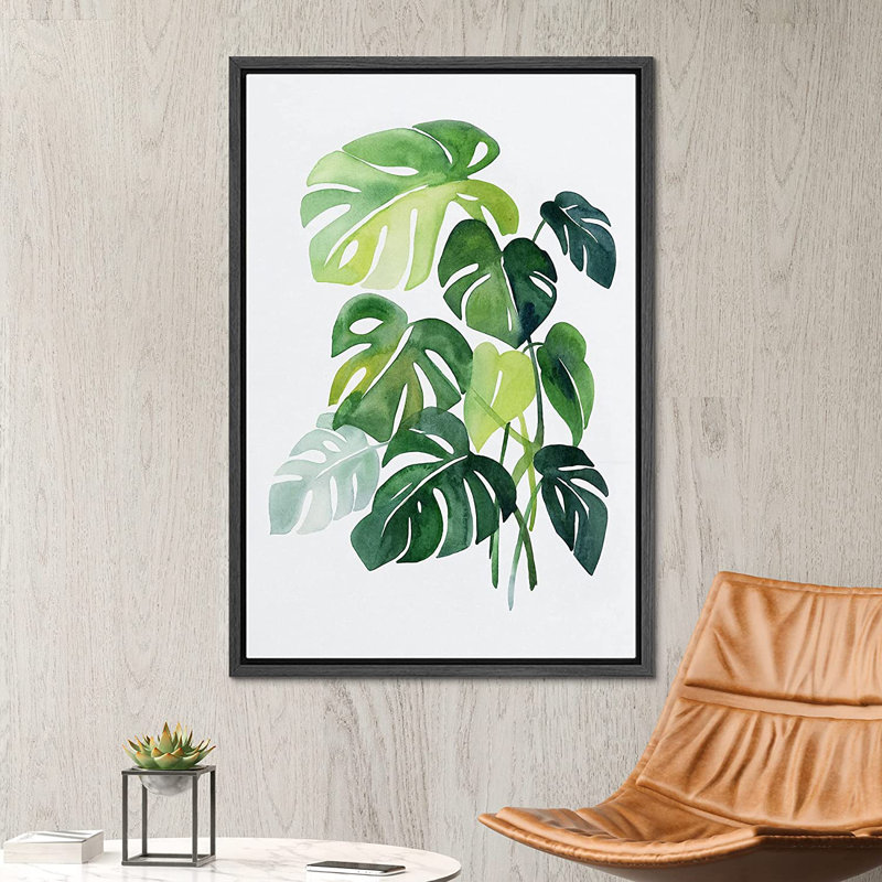 Minimal Botanical IDEA4WALL, reproduction d'art sur toile encadrée, monstre tropical vert CFV-A03-2207, Noir