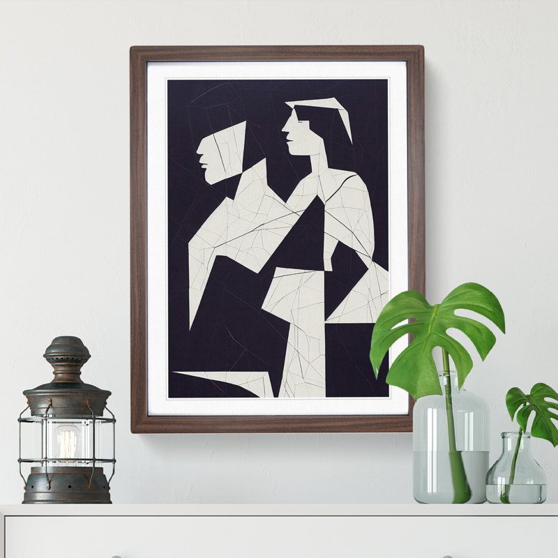 Two People - Framed Print, 46cm H x 34cm W x 2cm D, Walnut Framed