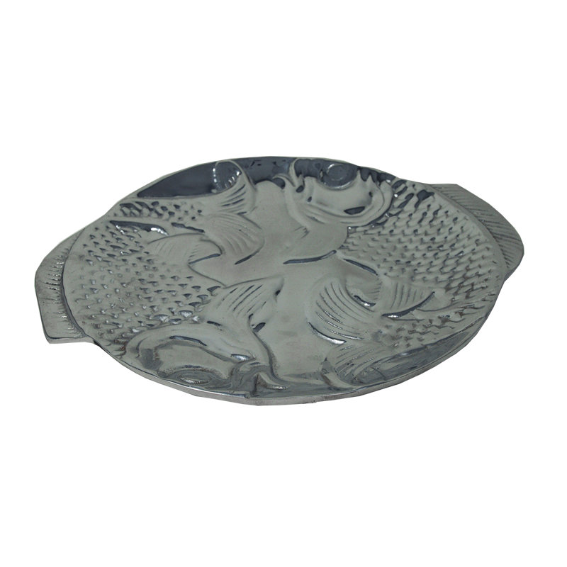 Pewter Decorated Fish Plate