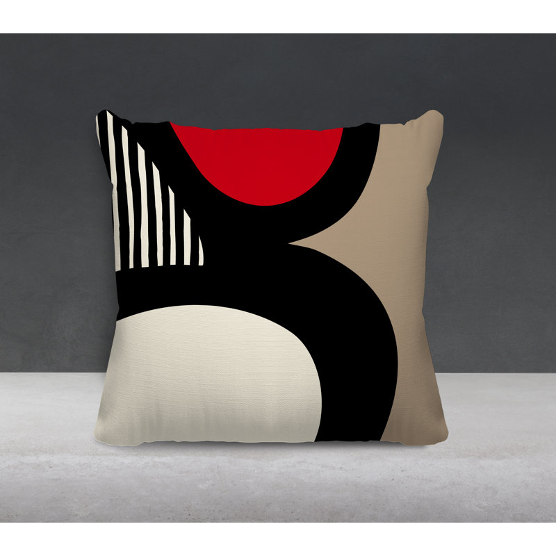 Lara Abstract Outdoor Reversible, 19" x 19", Red/Off White