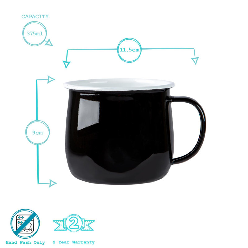 Enamelware Camping Mug, Black/Grey, 6