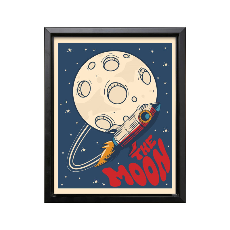 The Moon No2, Cadre noir, Canevas, H 11 po x l 14 po