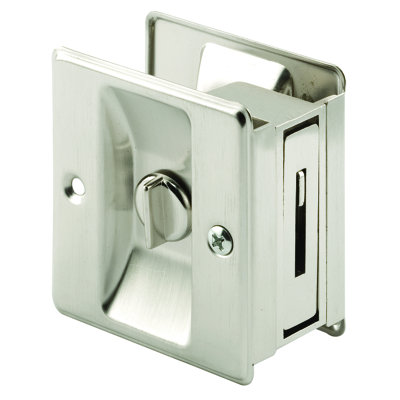 Pocket Door Privacy Lock with Pull - Replace Old or Damaged Pocket Door Locks Quickly and Easily – Satin Nickel (Single Pack)