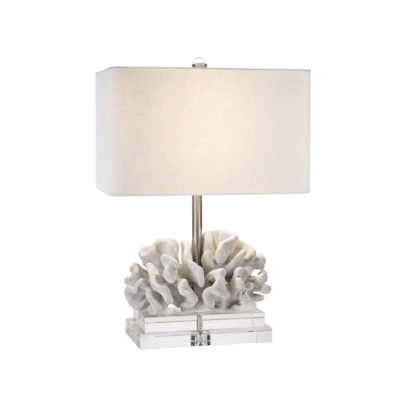 Elkhorn 22" Tall Resin Coral Table Lamp with Linen Lamp Shade, White