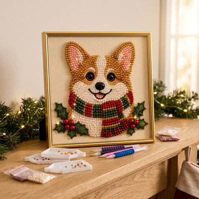 Kit de bricolage de Noël festif pour animal de compagnie avec cadre Ensembles d'art perle pour adultes Trousses de peinture de poire pour perles adultes Diamond Arts Fall Home Decor adultes Kit