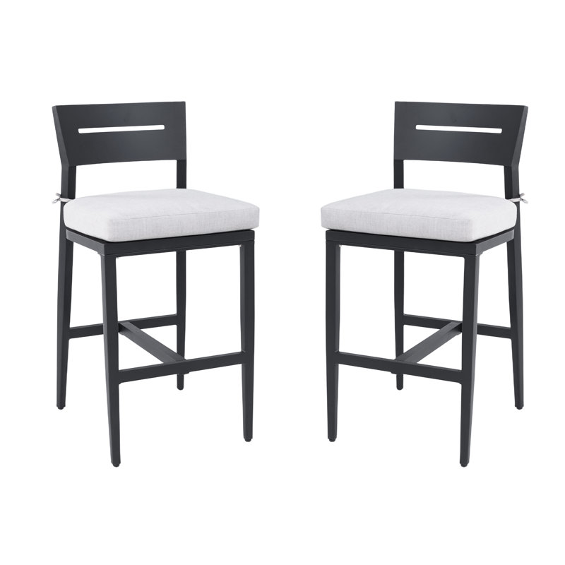 Tabourets de bar d'extérieur modernes avec structure en aluminium et coussins Sunbrella®