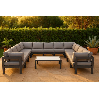 Canapé modulaire d'extérieur en forme de U avec coussins Lysandros