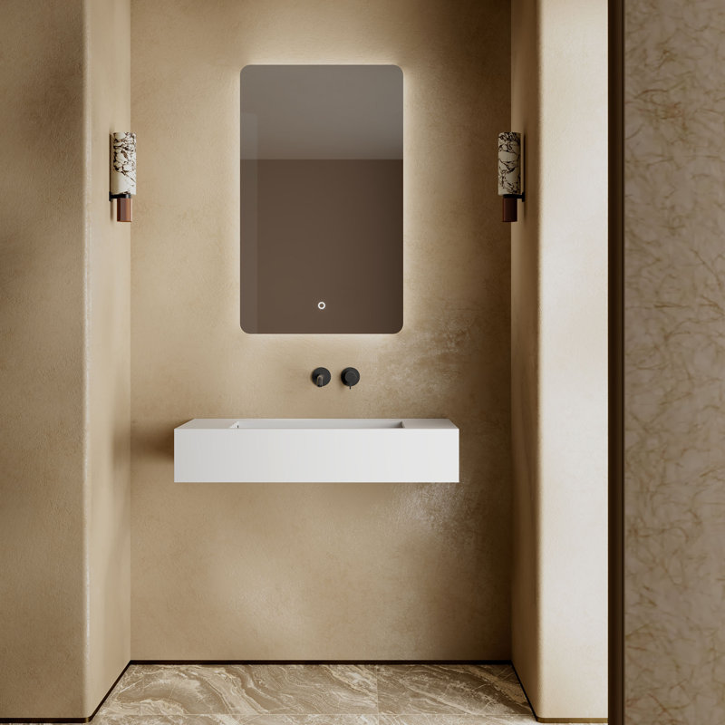 Lavabo mural rectangulaire à surface solide 31 "x 15" MonBlari blanc mat