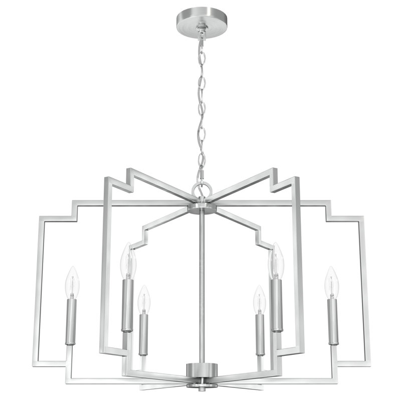 Brushed Nickel Geometric 6-Light Candle Chandelier