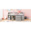 Lit mezzanine double gris avec bureau rétractable, 3 tiroirs, escalier de rangement et tablettes, construction solide, assemblage pratique, idéal pour l'organisation de la chambre à coucher avec des escaliers étagés, du bois de pin,-121927345