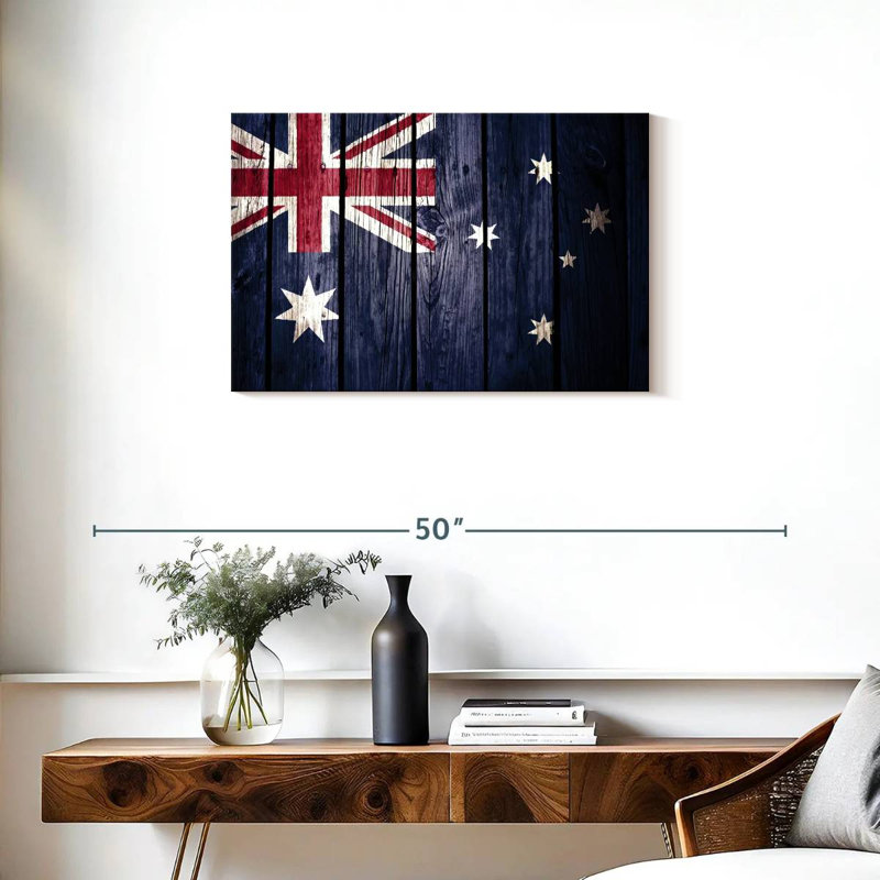 Drapeau australien Borges style bois, H 20 po x l 30 po