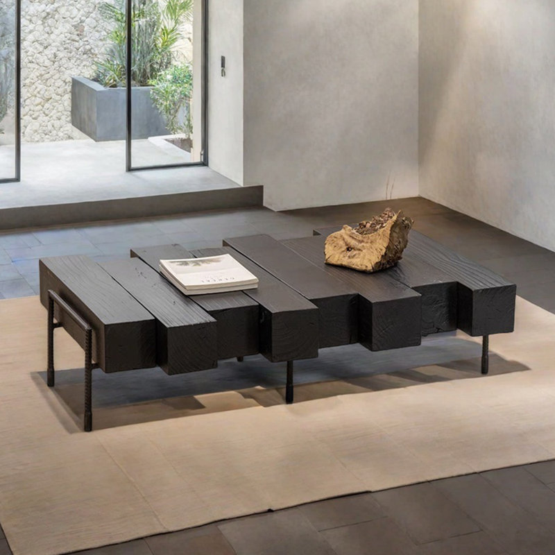 Wabi-sabi style simple solid wood coffee table