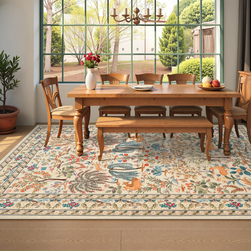 Tapis moderne antidérapant à motif floral Kaldi, Rectangulaire 8 pi x 10 pi