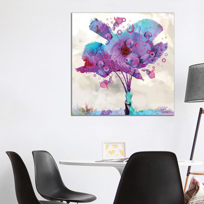 Palm Flower With Fish by David Loblaw - Wrapped Canvas Painting