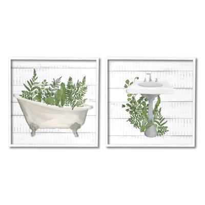 Fougères de baignoire de salle de bain Rustic Botanical Herbs par Kim Allen