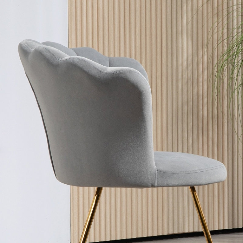 Velvet-Feel Lotus Petal Accent Chair -, Grey