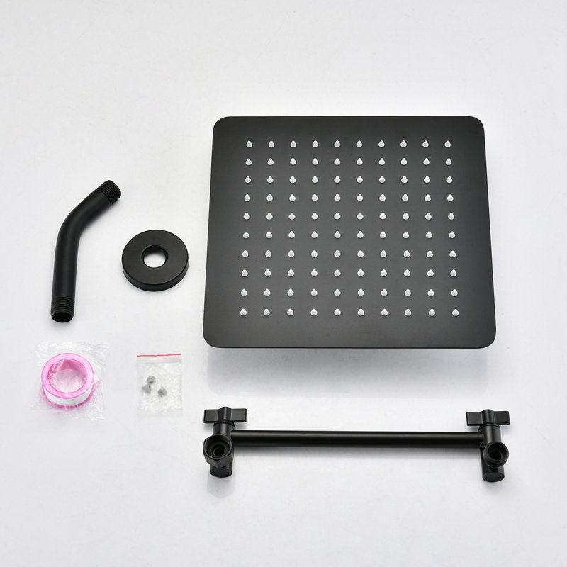 Pomme de douche carrée 10 po en acier inoxydable noir mat, Noir mat