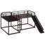 Structure de lit double et double, lit superposé en L double au-dessus d'un lit double et simple au-dessus d'un lit simple avec glissade et échelle courte pour les adolescents-1731550446