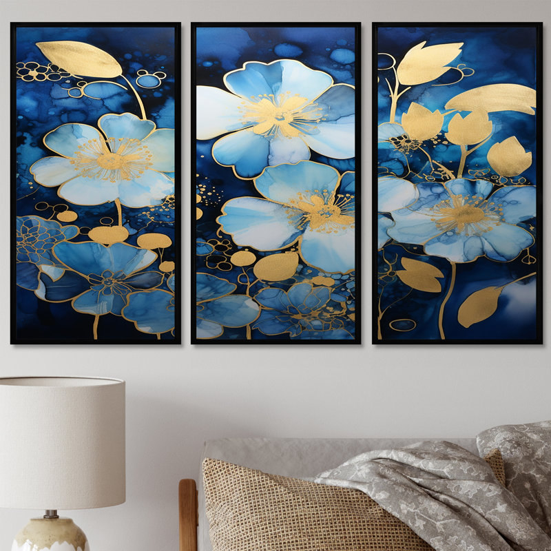 Boldberg - ensemble d'art mural coquelicot, Cadre flottant noir, H 32 po x l 48 po x P 1 po