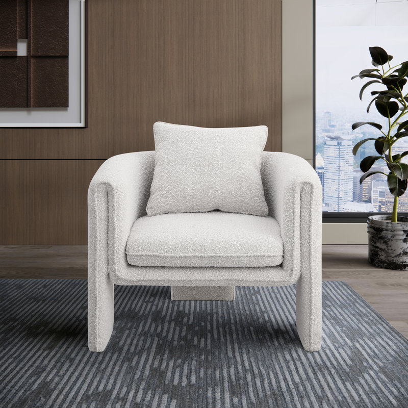 34,5 po de largeur, Tissu crème bouclé
