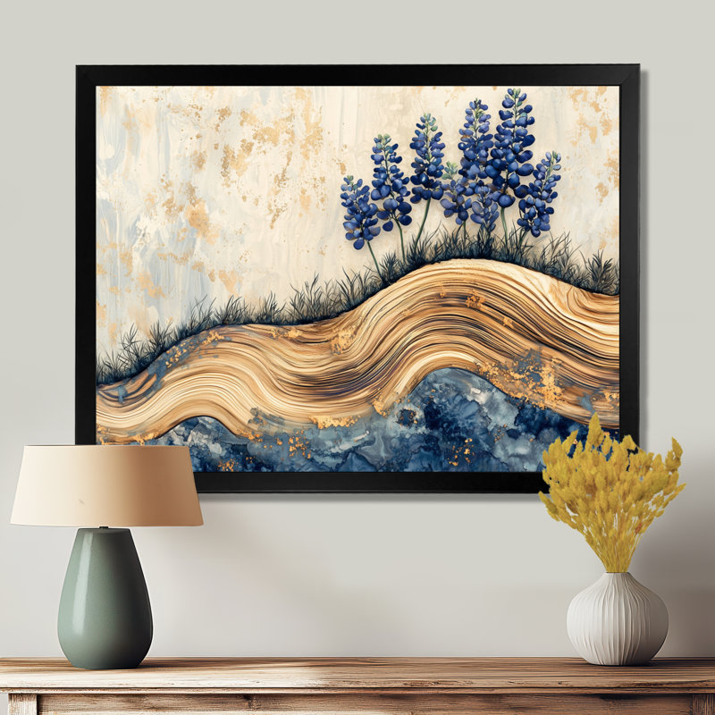 Jabiel - Floral Large Wall Art, H 30 po x l 40 po, Cadre simple, Noir
