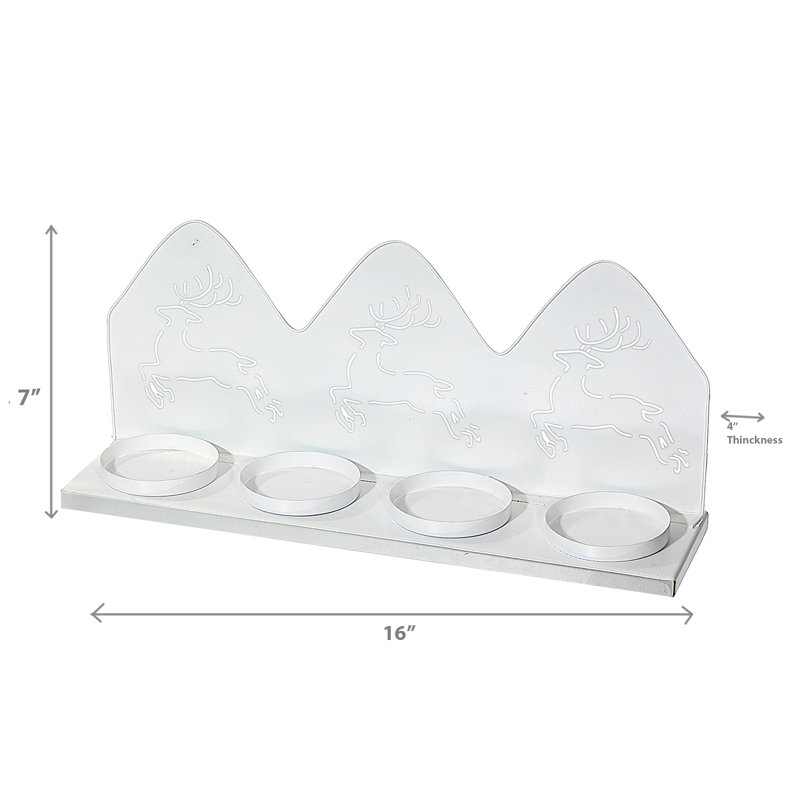 Cerf en métal avec 4 bougies chauffe-plat (blanc)
