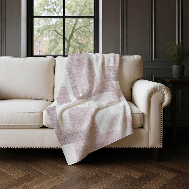 Jeté Sherpa ASB740 moderne lavable à la machine Addison, Rosé