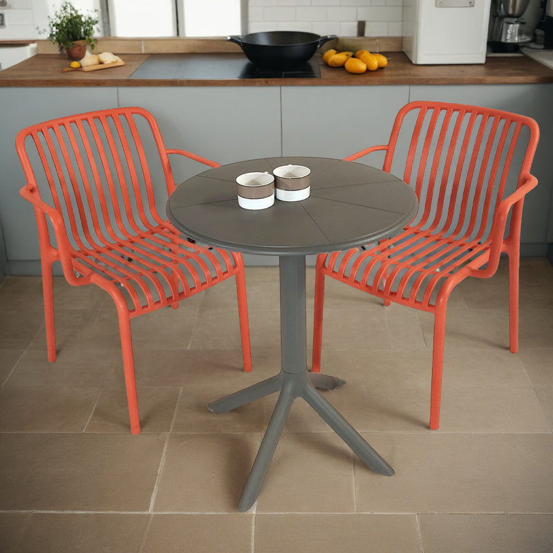 Beven 2 - Person Dining Set, Red/Grey