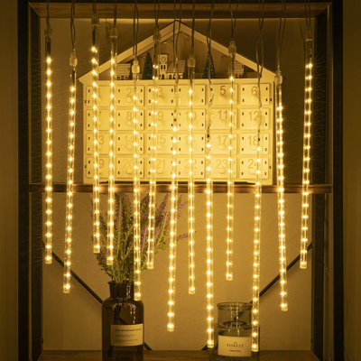 10-Tube Meteor Shower Christmas Lights, 360 LED Falling Rain Icicle Lights