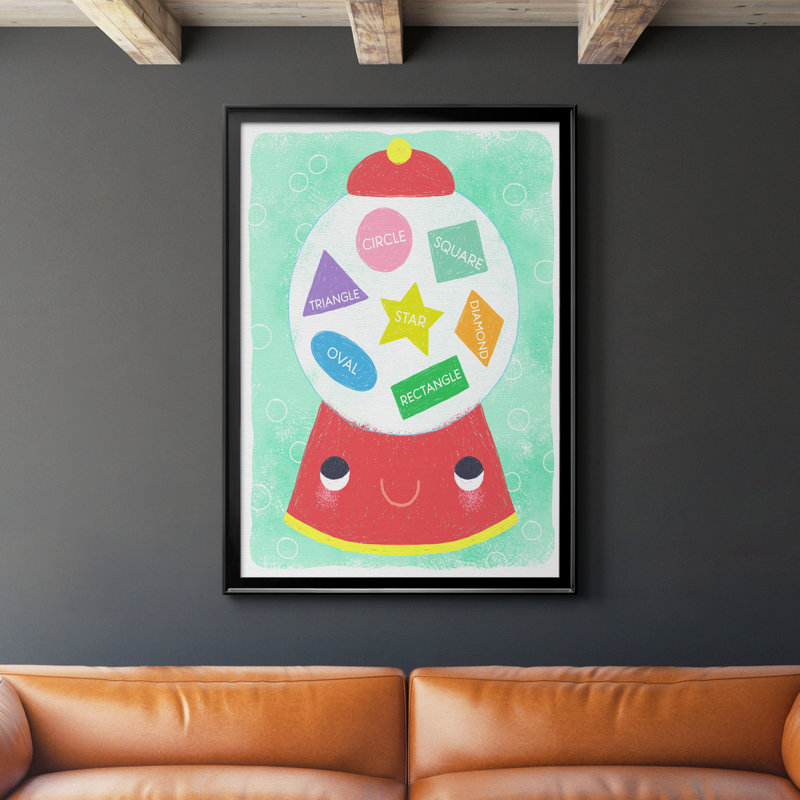 Gumball Shapes - Peinture sur toile encadrée, H 30,5 po x l 42,5 po x P 1,5 po, Noir