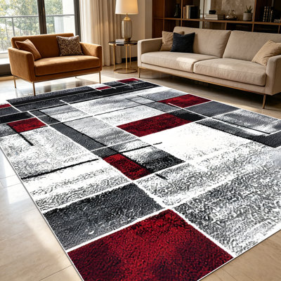 1PC Geometric Abstract Burgundy Black Grey area rugs for Living Room, Soft and Comfortable, Suitable for all seasons, easy-to-maintain, machine washable, suitable for dining table, bedroom, kitchen, entryway, Home Decor, Outdoor Decor.