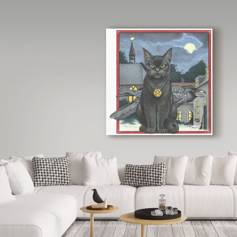 Furtado «Halloween Black Cat», reproduction de peinture acrylique sur toile tendue, H 24 po x l 24 po x P 2 po