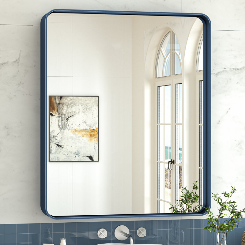 Miroir d'appoint Tyro, 36 po x 30 po, Bleu, Rectangulaire