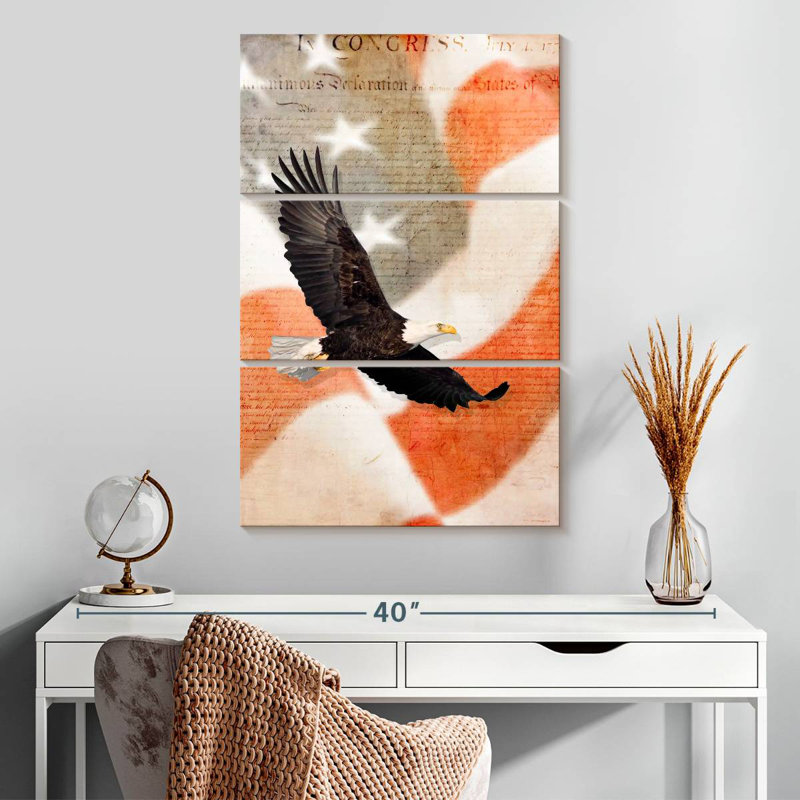 Brampt US Flag Bald Eagle, 32" H x 20" W