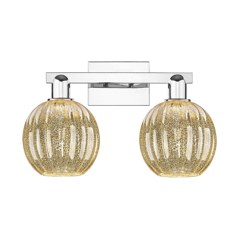 Preston 2 Light Globe Shade Bath Vanity Light, Mercury, Polished Chrome