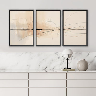 «Zen Simplicity Abstract Beige Illustration», 3 pièces