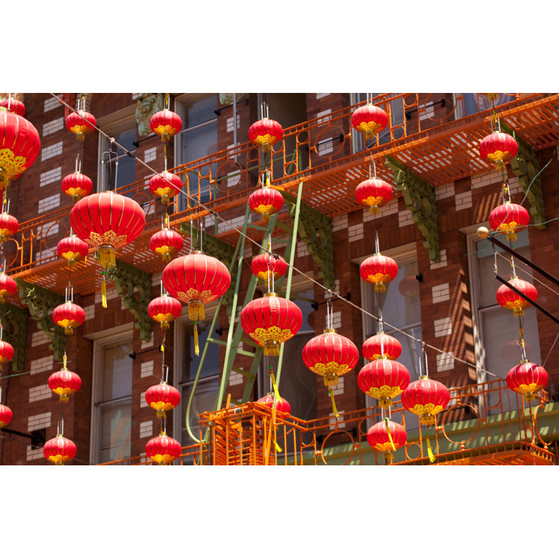 Red Lanterns Hanging In Chinatown - Wrapped Canvas Print, 30cm H x 46cm W x 3.8cm D