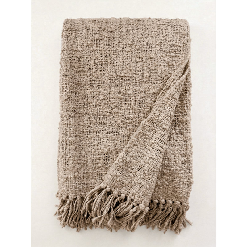 Cozy Hand Woven Throw Blanket, Beige
