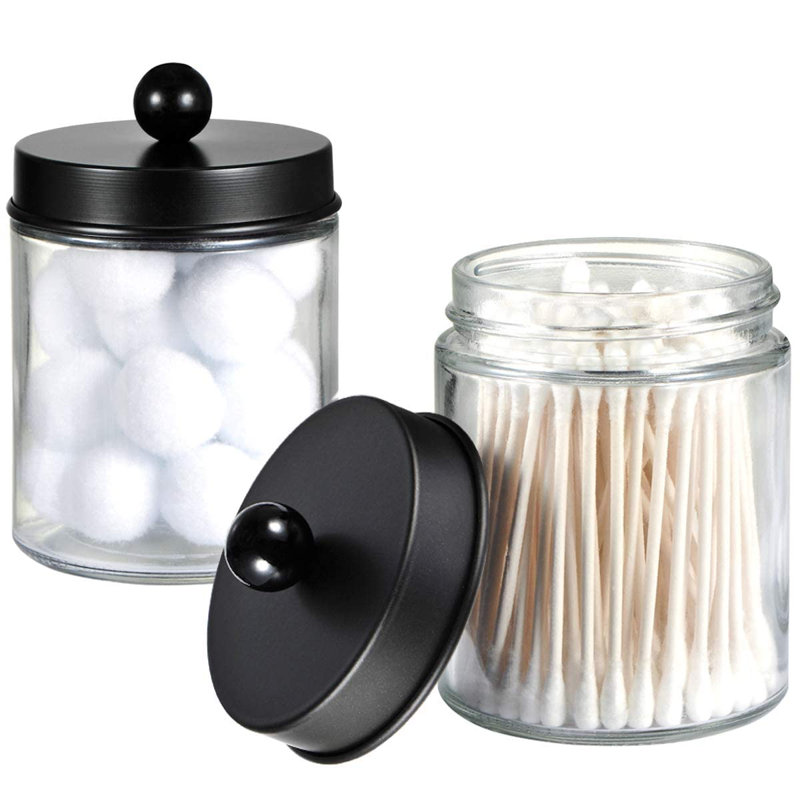 Ensemble de rangement de meuble-lavabo pour salle de bain 4 pièces Apothecary Jars, Noir