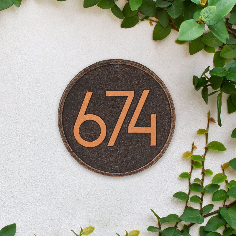 Plaque d'adresse murale 1 ligne personnalisée, Bronze huilé, Oui
