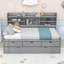 Lit de jour simple avec tablettes, 3 tiroirs et gigogne simple Deveral-580831811