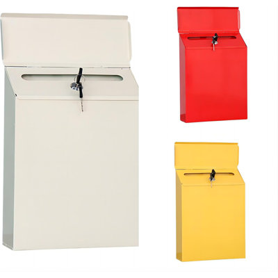 Boîte aux lettres avec serrure à clé, boîte murale verrouillable à fixation murale en métal, boîte aux lettres verrouillable suspendue sécurisée pour porte d'entrée bureau extérieur jardin décoration murale beige